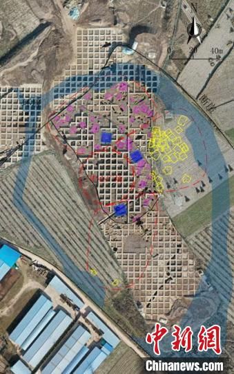 圖為位于甘肅省天水市張家川回族自治縣境內(nèi)的圪垯川遺址史家類型時(shí)期大型環(huán)壕聚落布局。(資料圖) 甘肅省文物局供圖