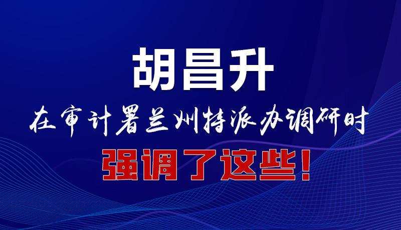 圖解|胡昌升在審計署蘭州特派辦調(diào)研時強調(diào)了這些！