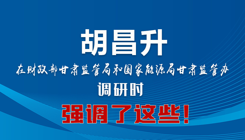 圖解|胡昌升在財政部甘肅監(jiān)管局和國家能源局甘肅監(jiān)管辦調(diào)研時強調(diào)了這些！