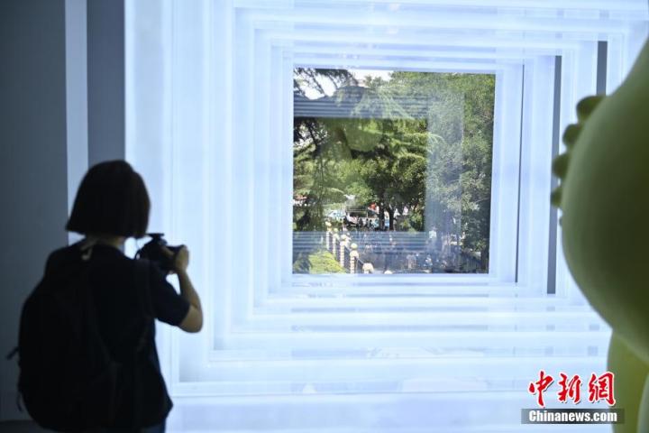 圖為游客參觀藝術(shù)展。中新社記者 李亞龍 攝