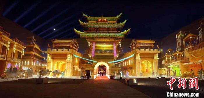 2024年7月15日，甘肅嘉峪關開啟“夜游”模式。圖為夜游燈光劇《天下嘉峪關》光影效果。(甘肅嘉峪關關城景區(qū)供圖)