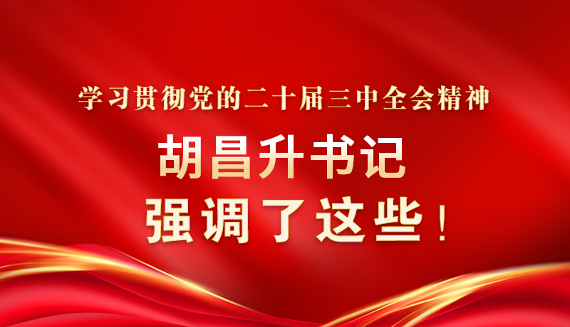 圖解|學習貫徹黨的二十屆三中全會精神 胡昌升書記強調了這些！